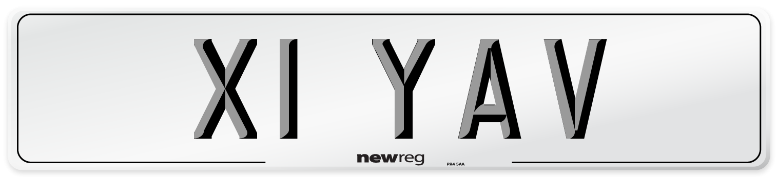 X1 YAV Number Plate from New Reg
